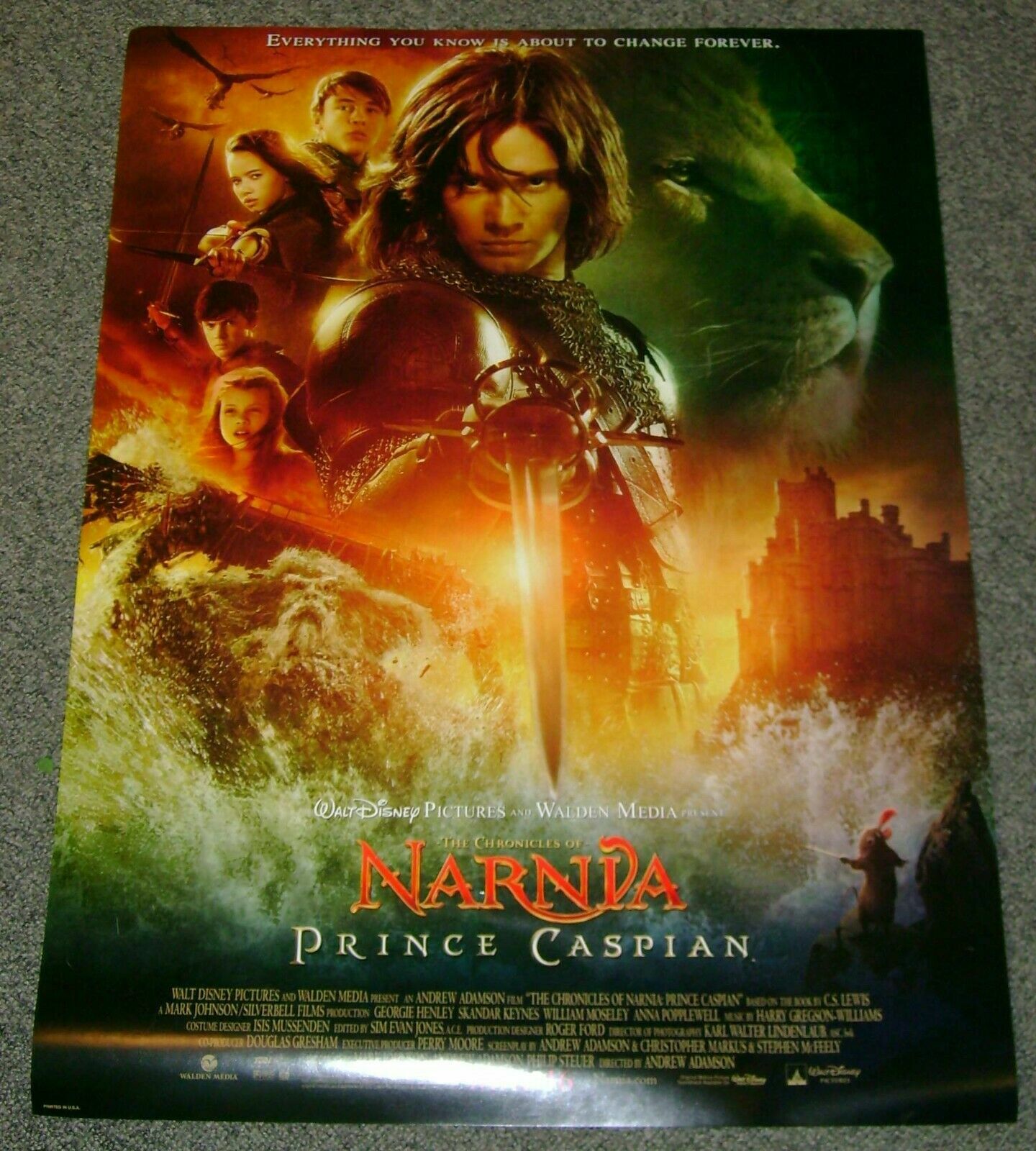 2008 Chronicles Of Narnia PRINCE CASPIAN movie poster 18×24 two sided Disney