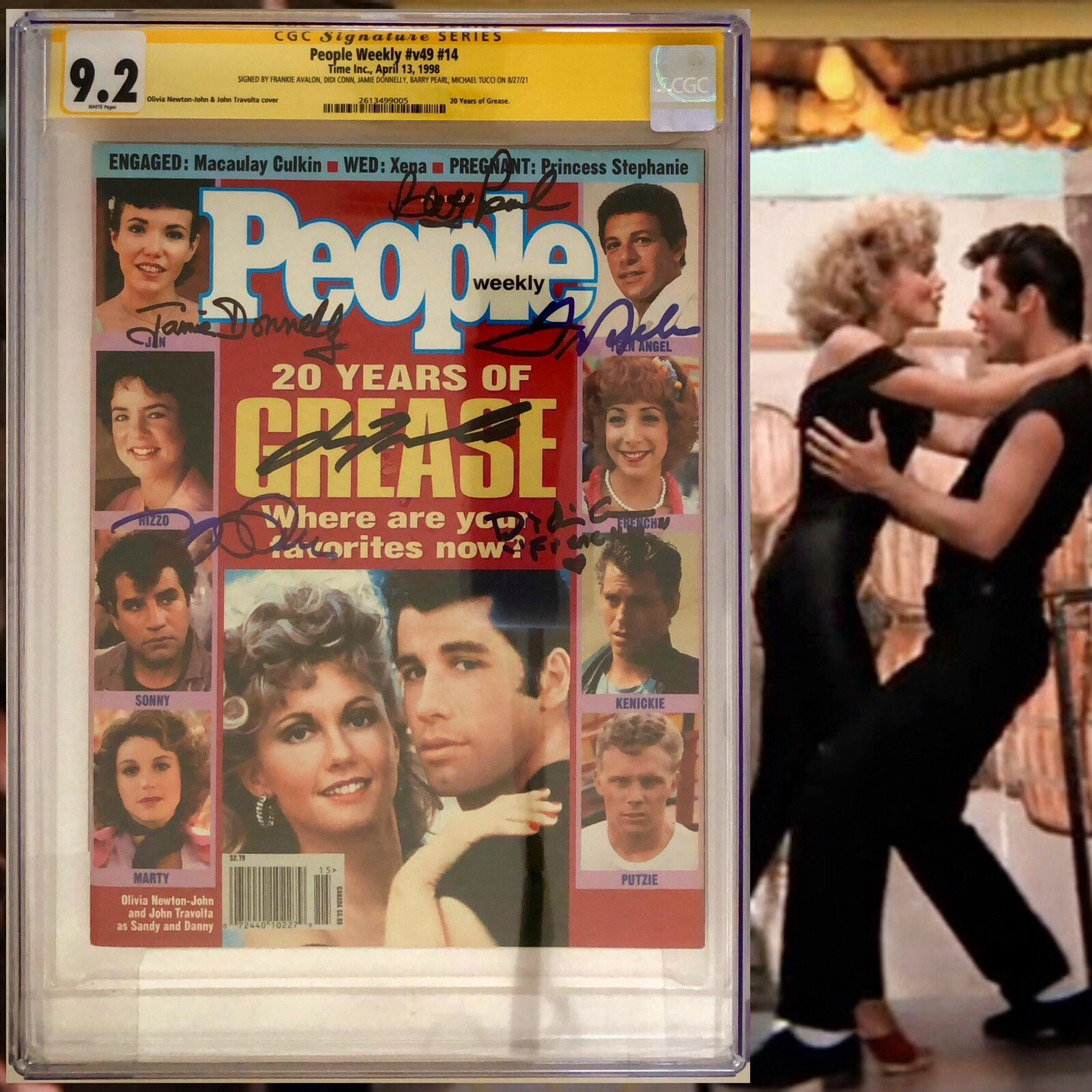 CGC 9.2 SS People Weekly vol 49 #14 20 Years of Grease signed Travolta Avalon +4