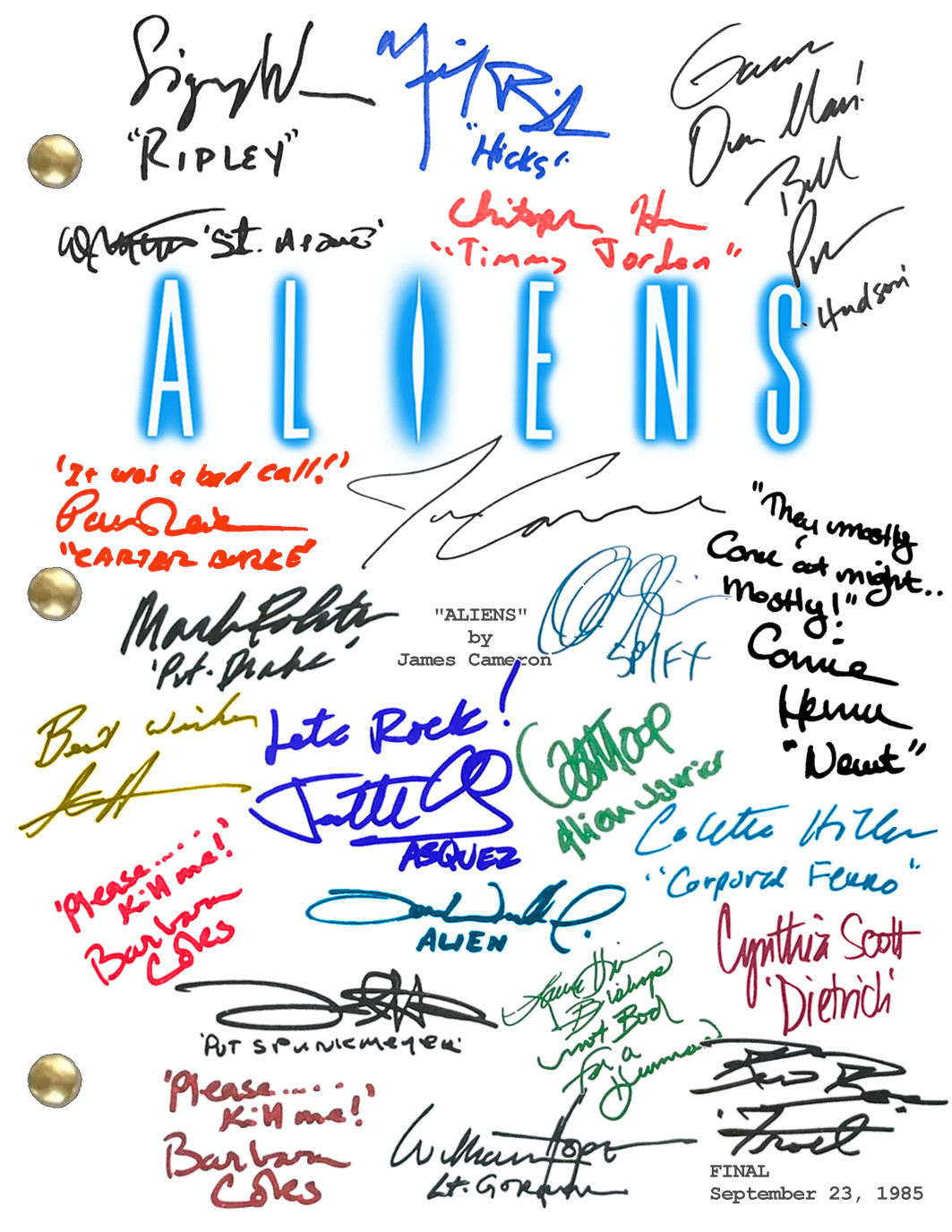 Alien 1-4 Script Collection Autograph Signed Reprints Four Complete Scripts