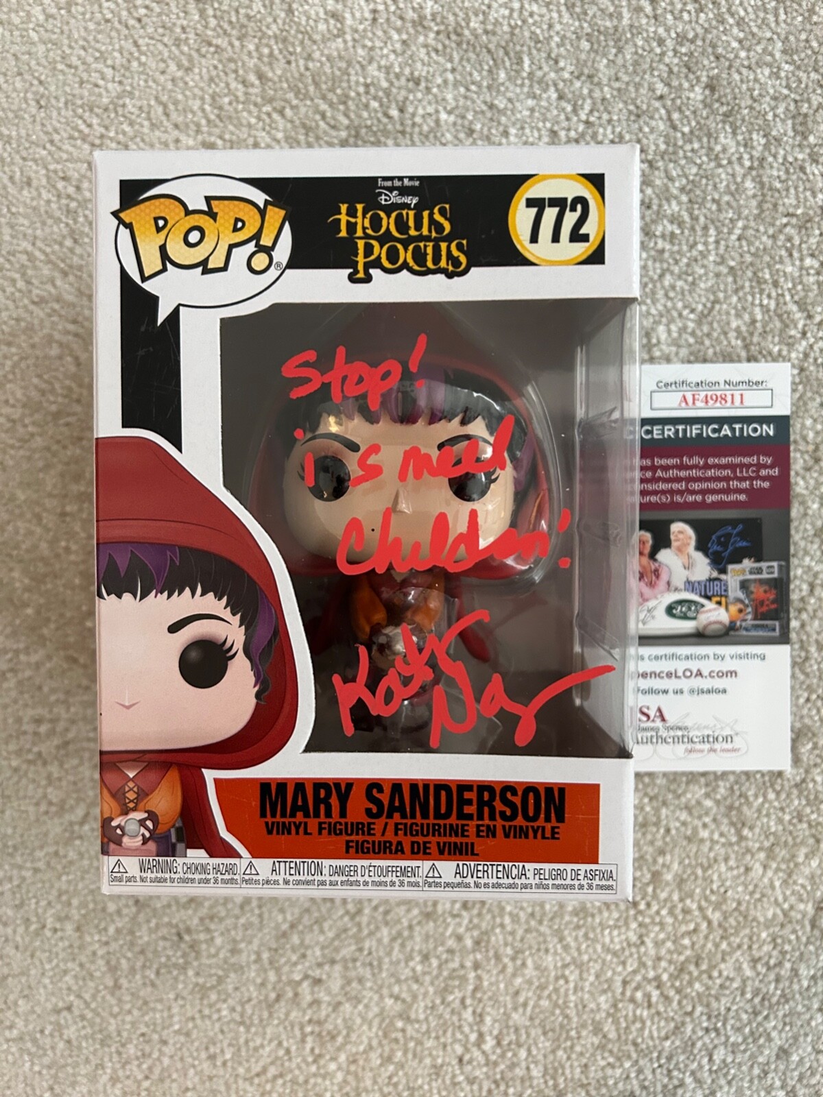 Kathy Najimy signed funko pop proof JSA COA autograph Hocus Pocus Mary Sanderson