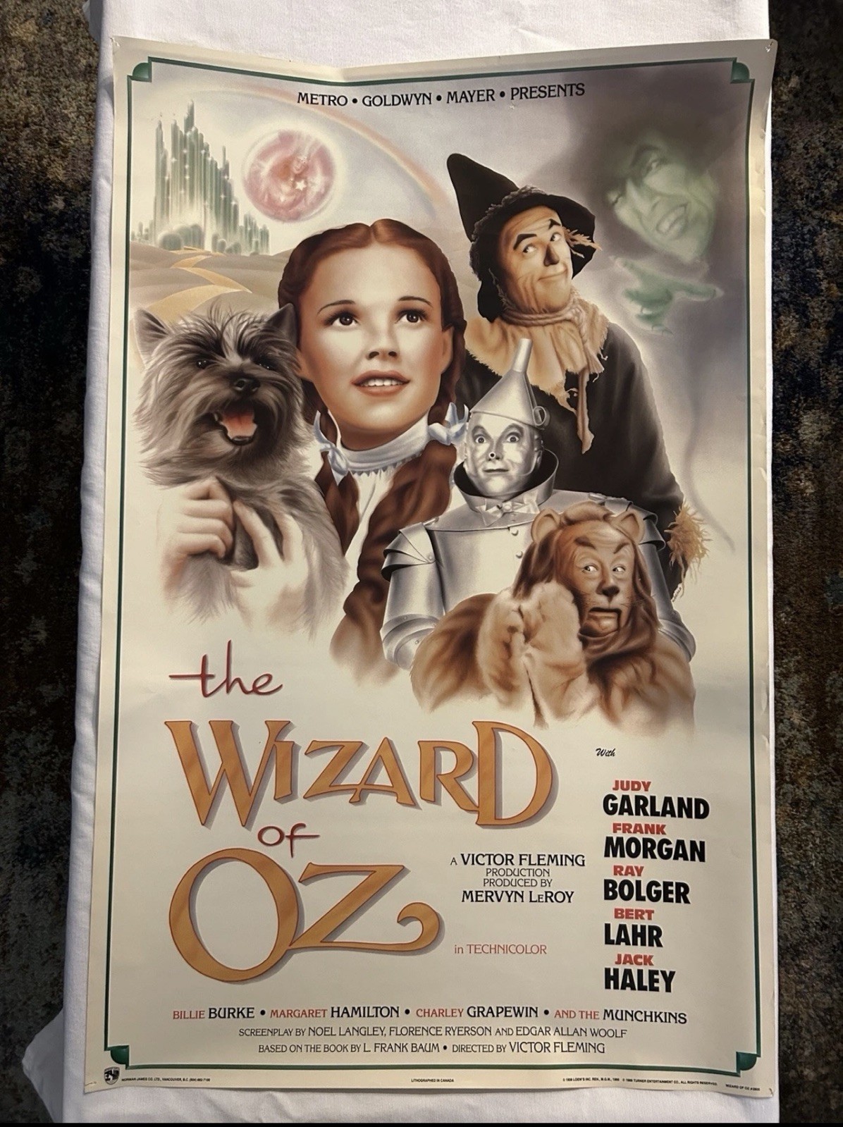 1989 The Wizard Of Oz Poster 22 X 34 1/2 Very Good Condition
