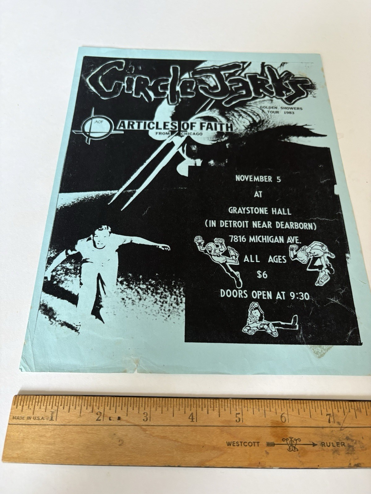 Circle Jerks Articles Of Faith Chicago Detroit Original Punk Hardcore Flyer 1983