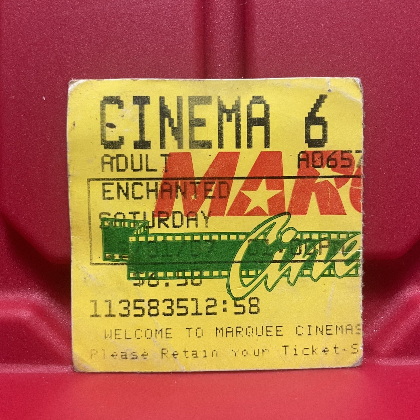 Enchanted Marquee Cinemas Movie Theater Ticket Stub Pre Owned 2007