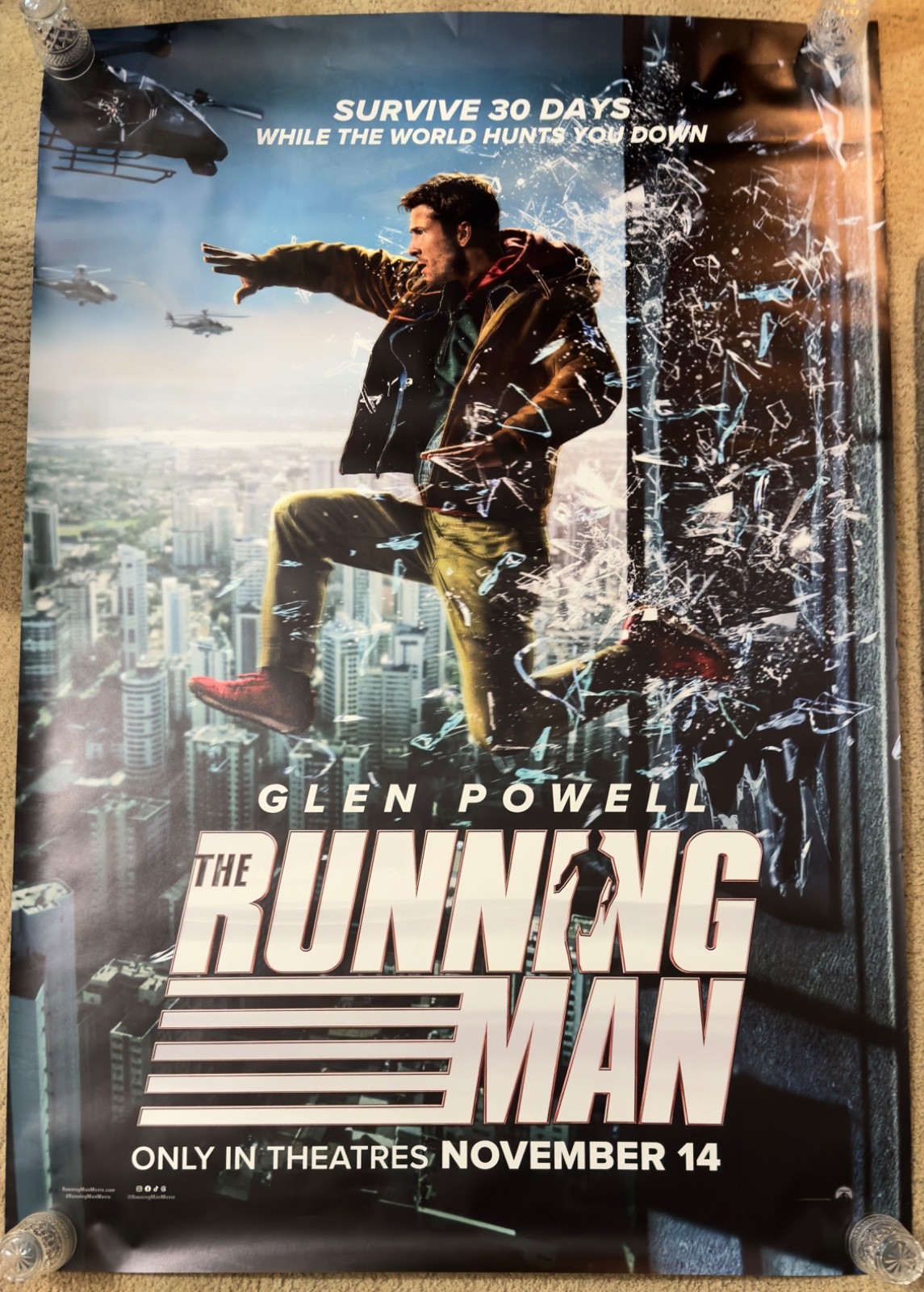 The Running Man 2025 48”x70” Original Studio Bus Shelter Poster-D/S NEW