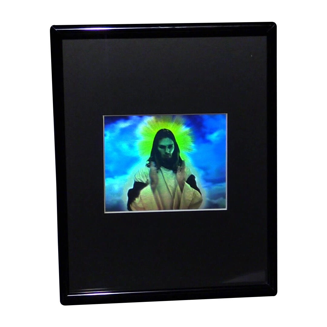 3D Jesus Small Hologram Picture FRAMED, Embossed Type Animated Stereogram