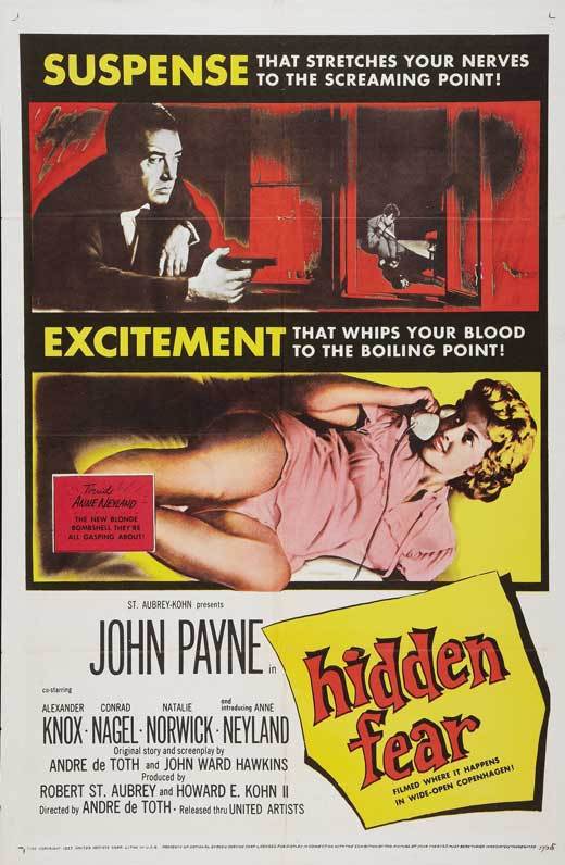 HIDDEN FEAR Movie POSTER 27×40 John Payne Alexander Knox Conrad Nagel Natalie