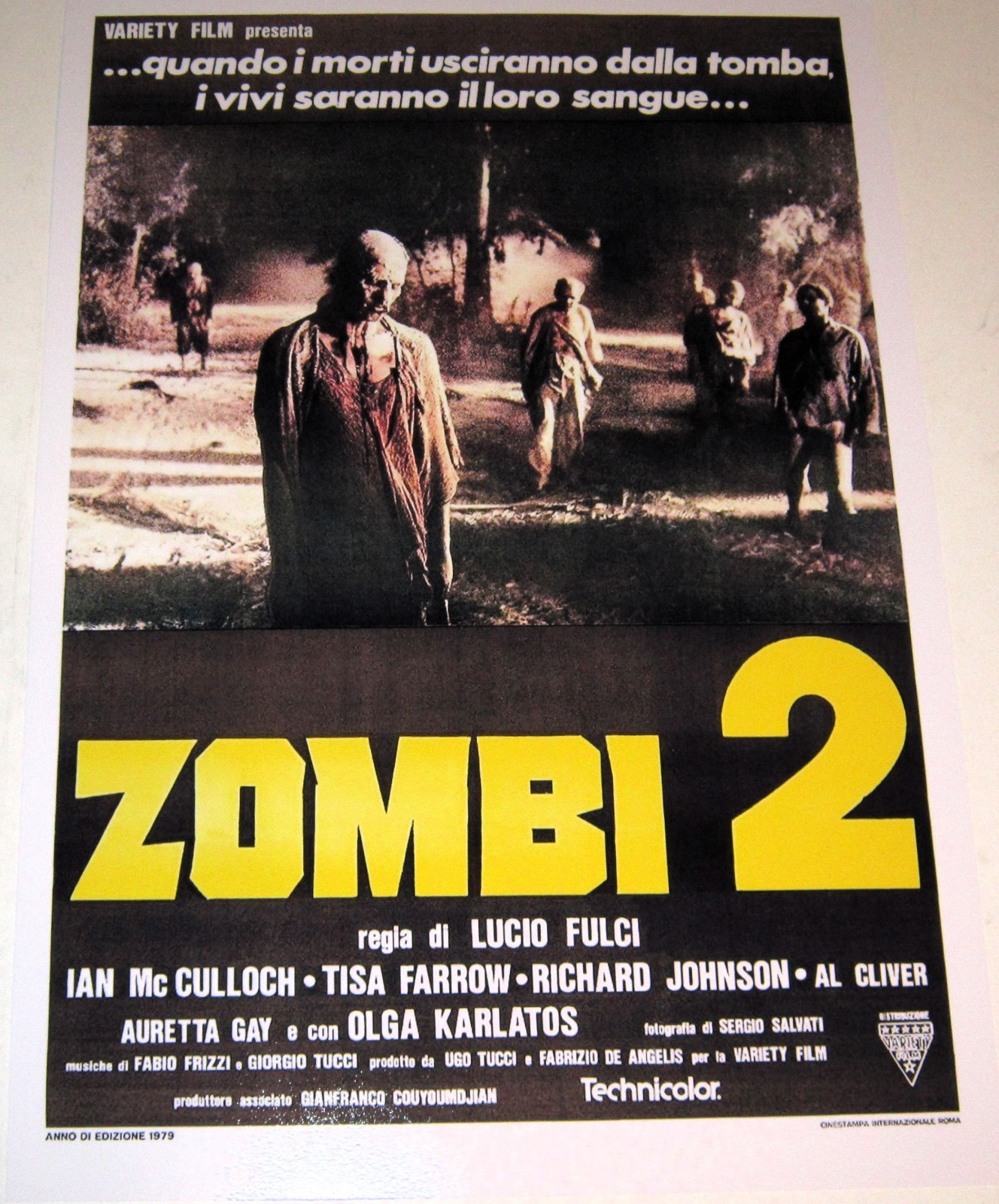 ZOMBI 2 Lucio Fulci Zombie Italian Poster 19″x13″ 1979 Ian McCulloch Zombi Alt 2