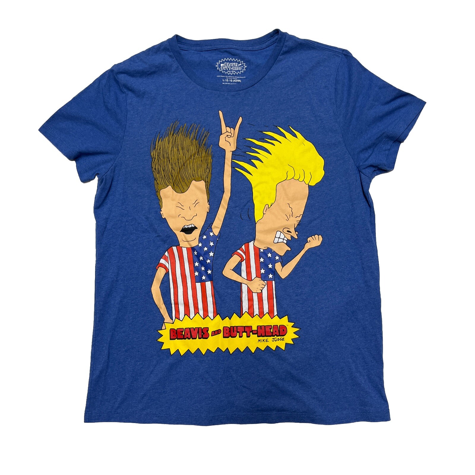 MTV Beavis and Butt-Head Blue Cotton Blend T-Shirt Adult Large 42/44