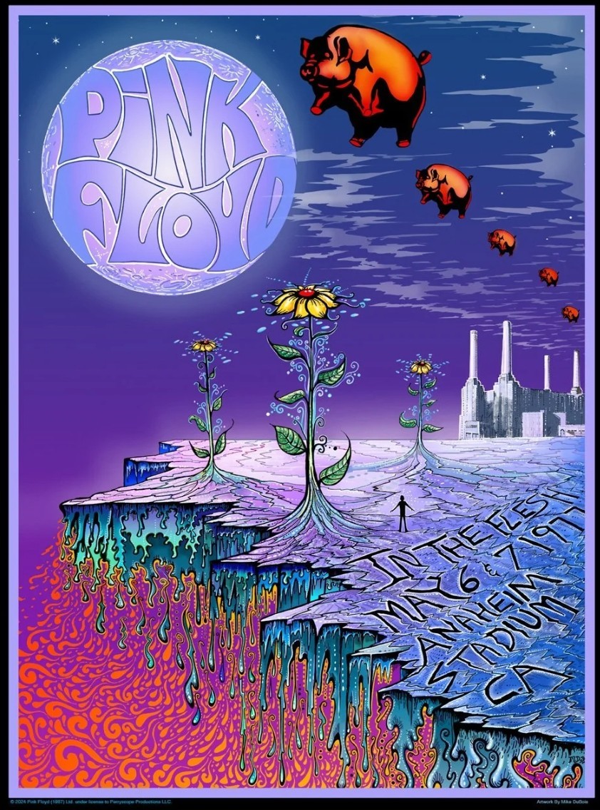 Pink Floyd In The Flesh Tour Poster Anaheim Stadium 1977 #ed FOIL POSTER SIGNED