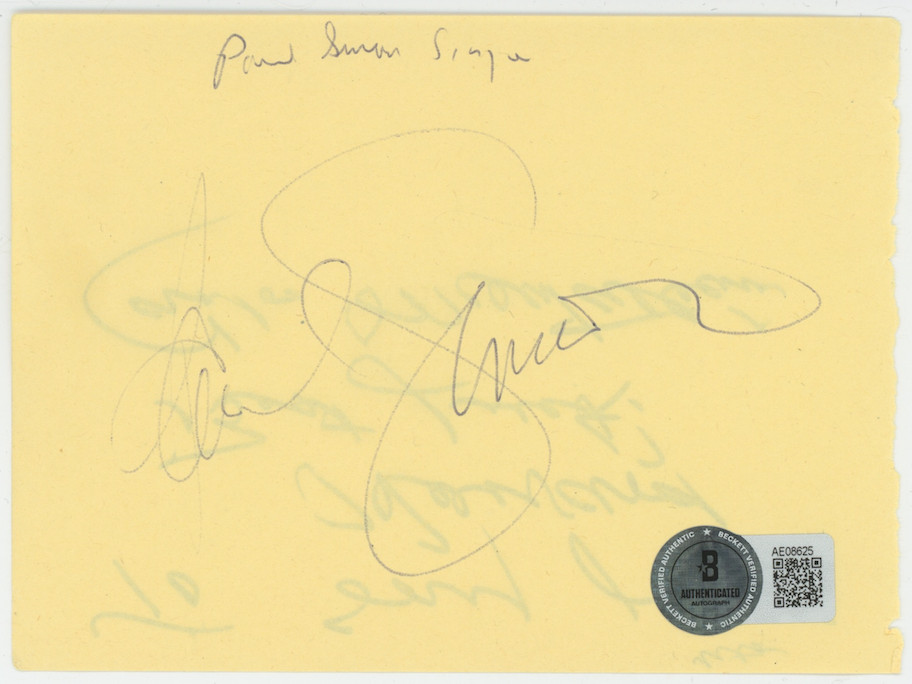 Paul Simon Musician Autographed Signed Album Page Beckett BAS LOA 29305