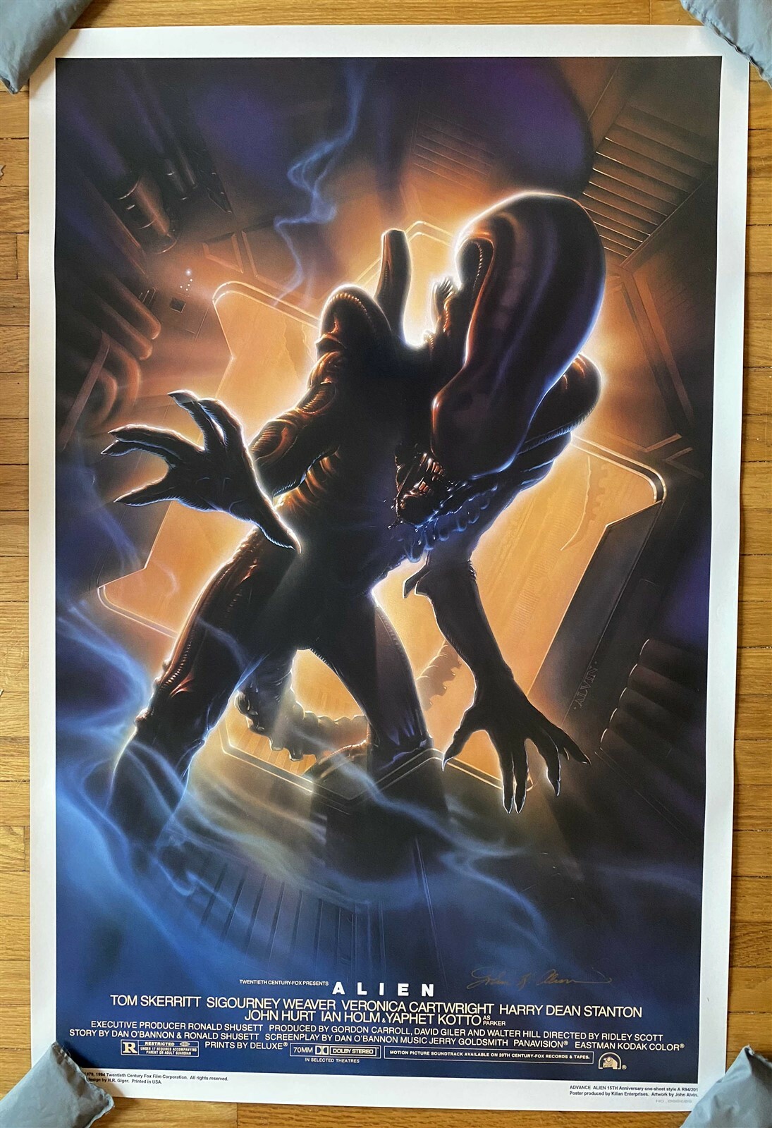 ALIEN 15th Anniversary numbered limited movie poster Killian JOHN ALVIN SIGNED