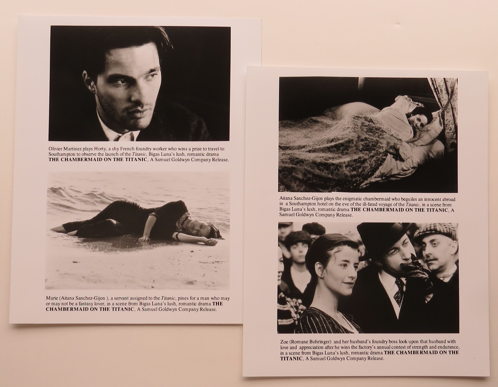 2 B&W PHOTO 8×10 Still CHAMBERMAID on the TITANIC Bigas Luna Movie PRESS Promo