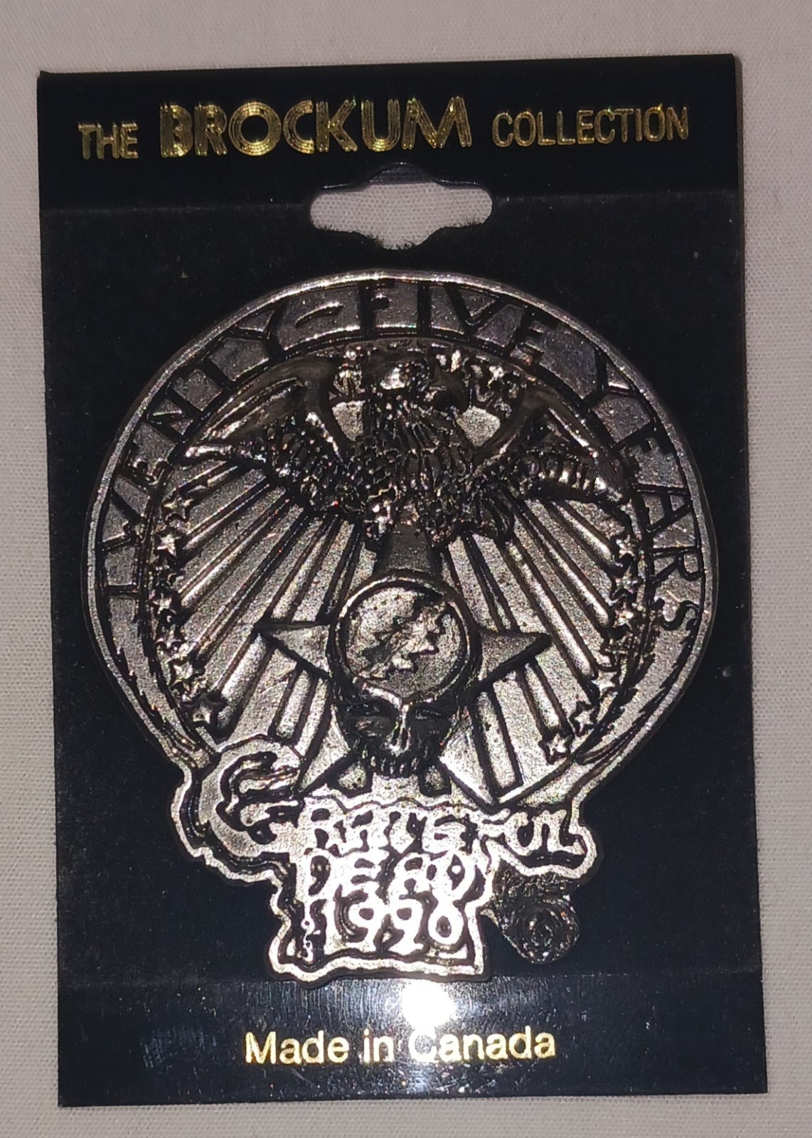 Vintage 1990 GDM Grateful Dead BROCKUM Lapel Pin / Badge 25 Years Anniversary