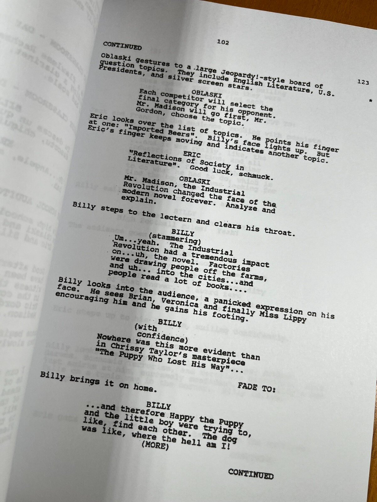 Billy Madison Script Signed- Autograph Reprints- Adam Sandler, Chris Farley
