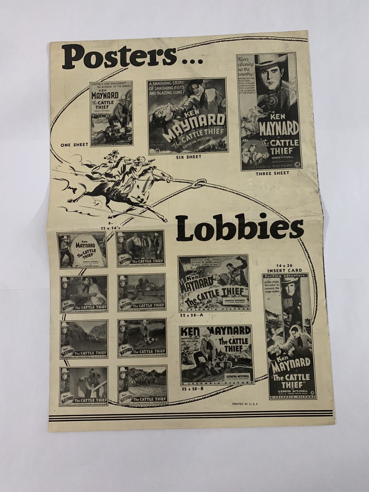 CATTLE THIEF Pressbook 1936 6 Pages 12″ x 17 1/2″ Movie Poster Art 1049