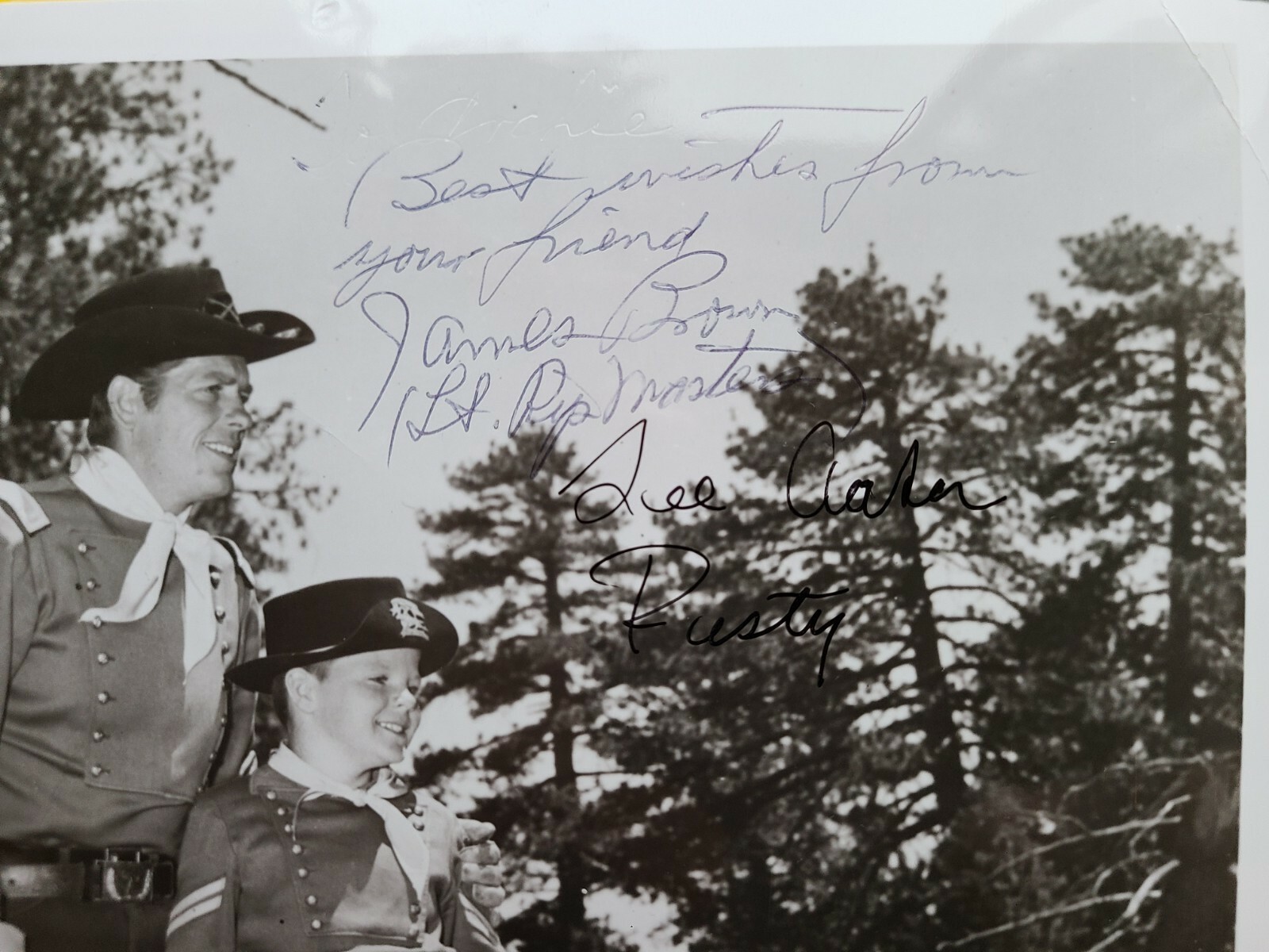 James Brown & Lee Aaker Dual Signed with Rin-Tin-Tin 8X10 inch. NO INSCRIPTION