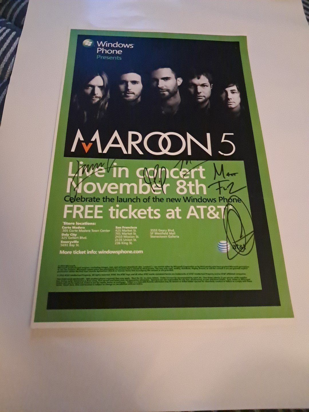 Amazing Maroon 5 Autographed Poster