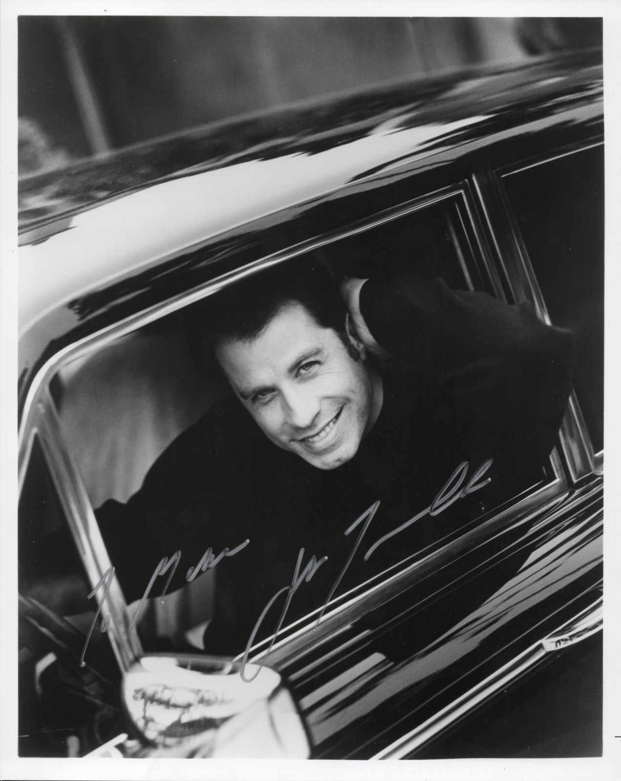 John Travolta Signed “to Mike”, Autographed 8×10 B/W Photo- Includes COA