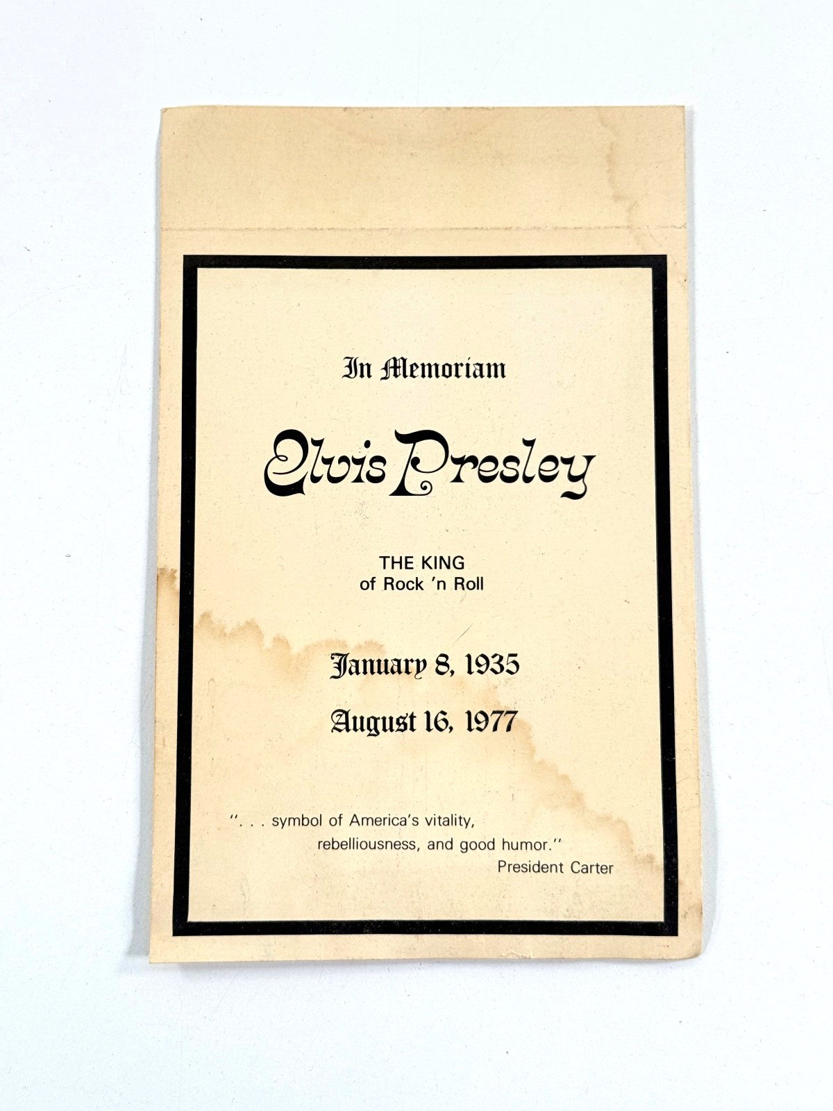 RARE 1977 In Memoriam Elvis Presley Funeral Sign Poster Advertisement Death