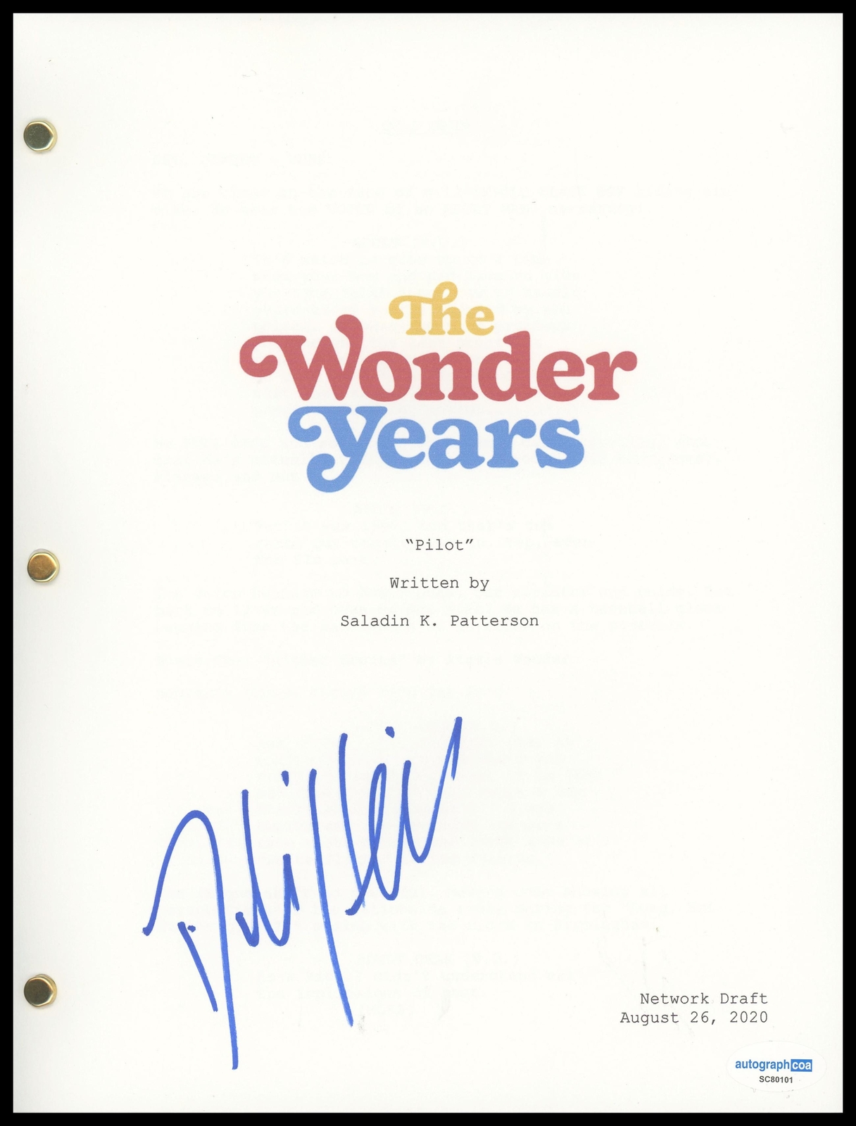 Dule Hill “The Wonder Years” AUTOGRAPH Signed Full Pilot Episode Script ACOA