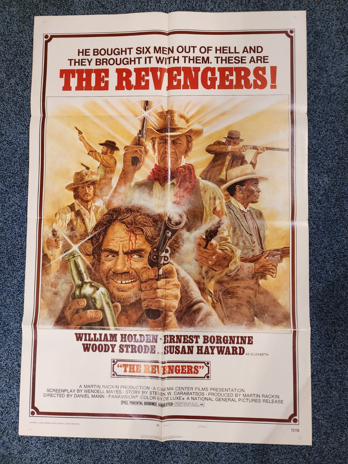 The Revengers Original One Sheet Movie Poster (1972) 27×41 Holden Borgnine