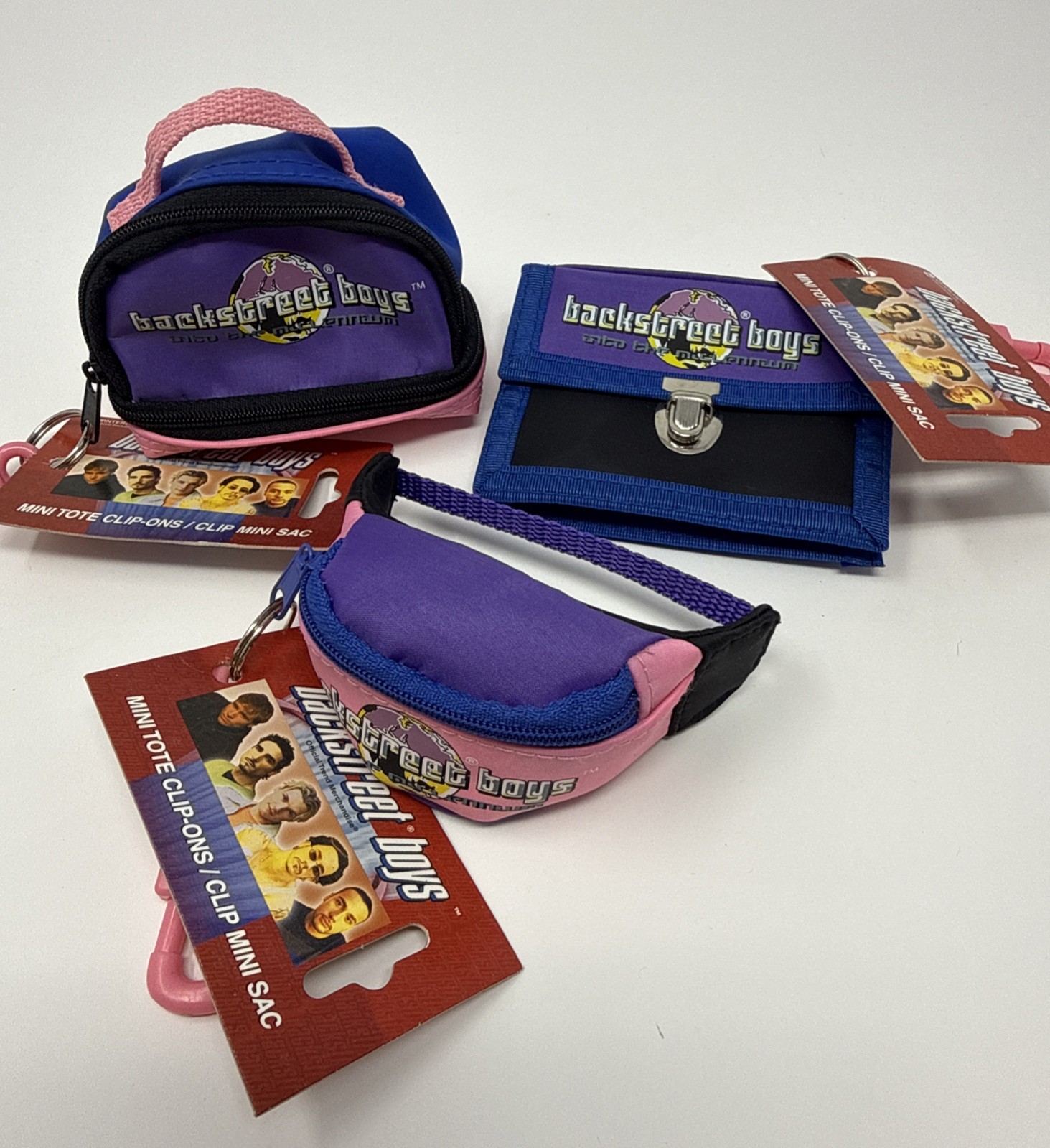 VTG Backstreet Boys Y2K Into the Millennium Mini Tote Clip Sac Keychain-Lot Of 3