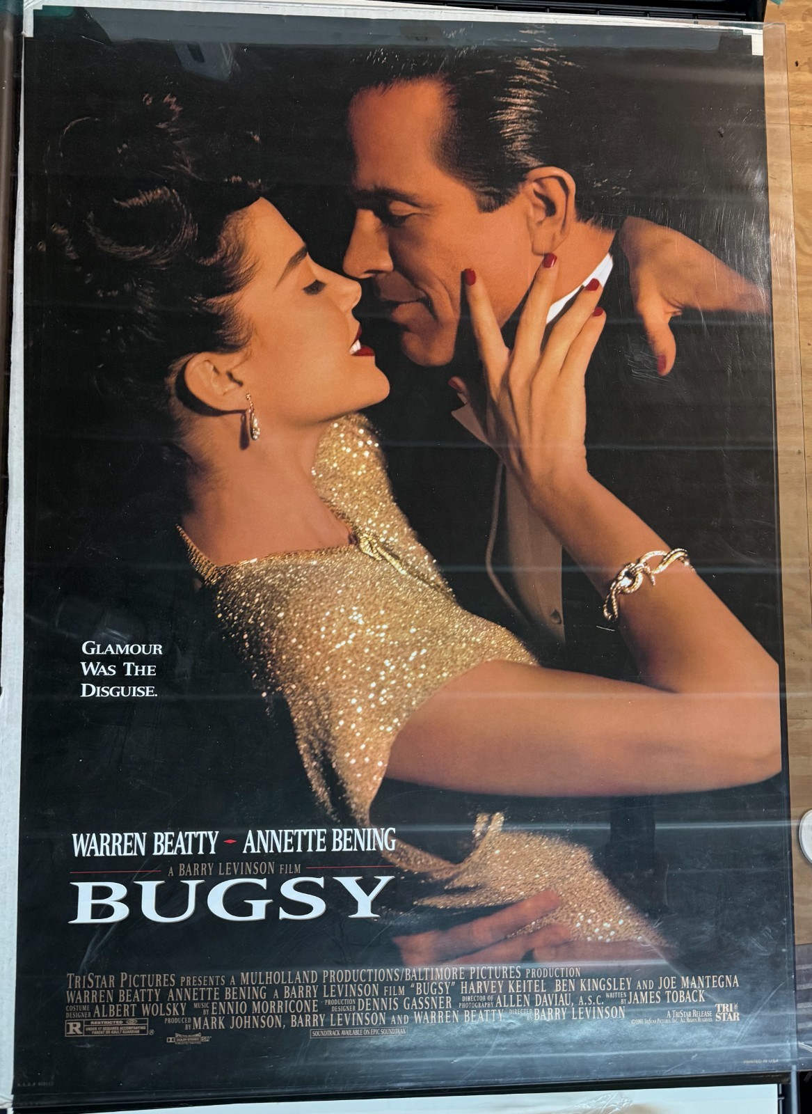 BUGSY ORIGINAL ROLLED 27×40 MOVIE POSTER 1992 WARREN BEATTY ANNETTE BENING