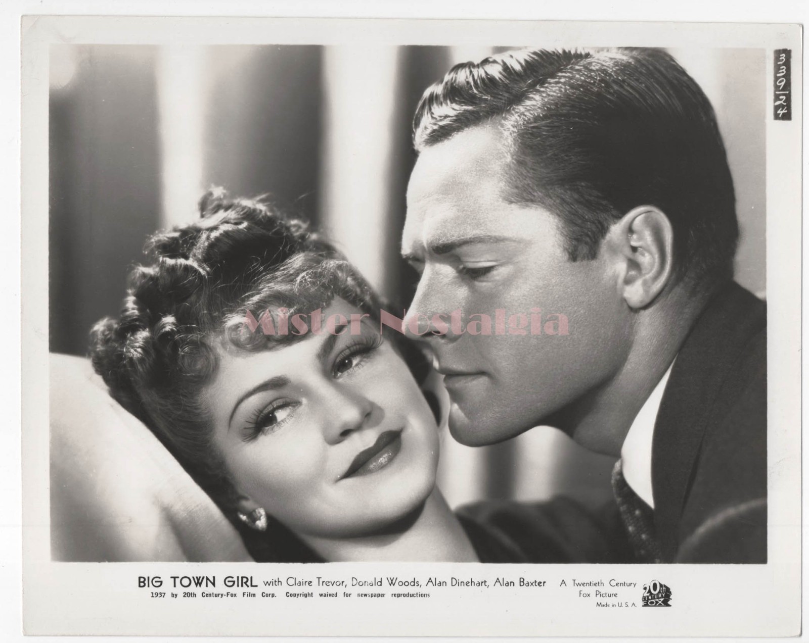 Vintage Photo 1937 Claire Trevor Donald Woods in Big Town Girl