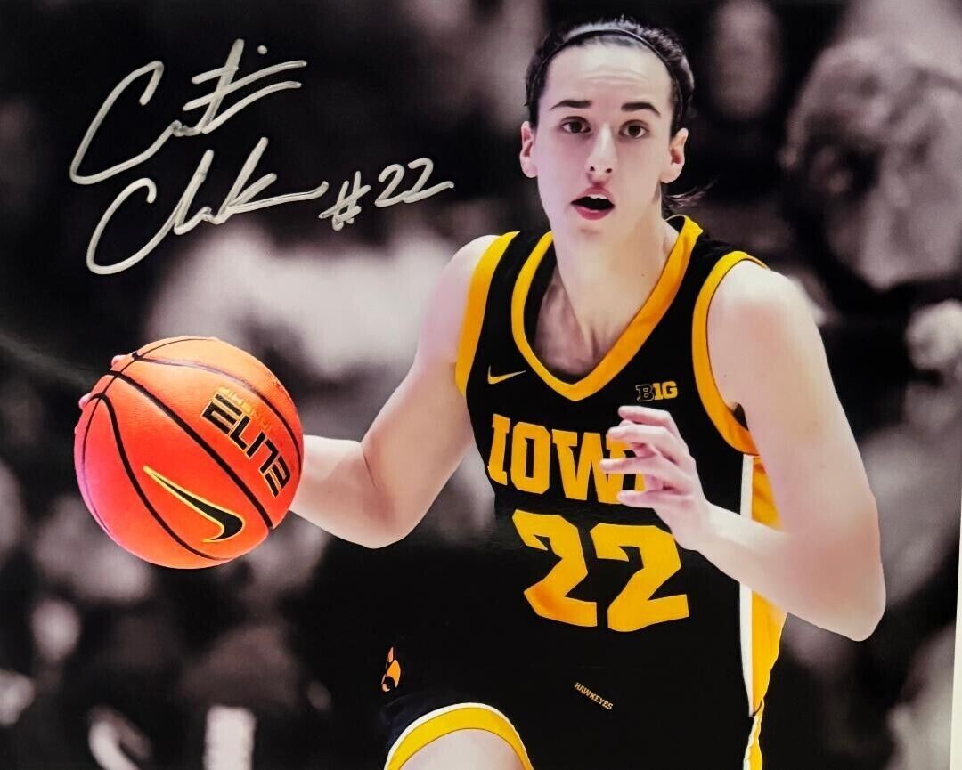 Caitlin Clark IOWA Basketball SILVER Signed Autographed 8 x 10 Photo REPRINT
