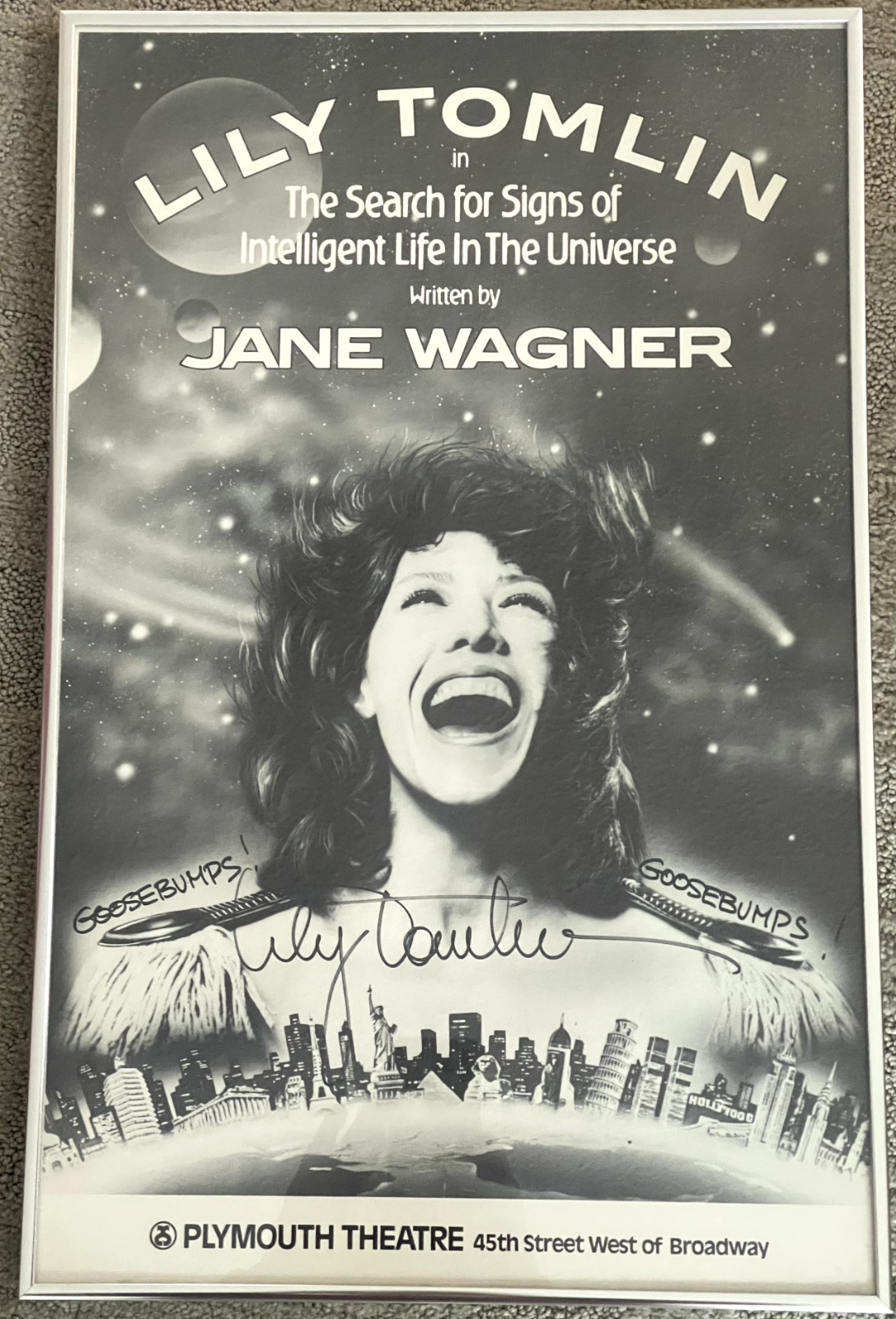 Signed Lily Tomlin Broadway Tony Winning “The Search For Signs” Framed Poster