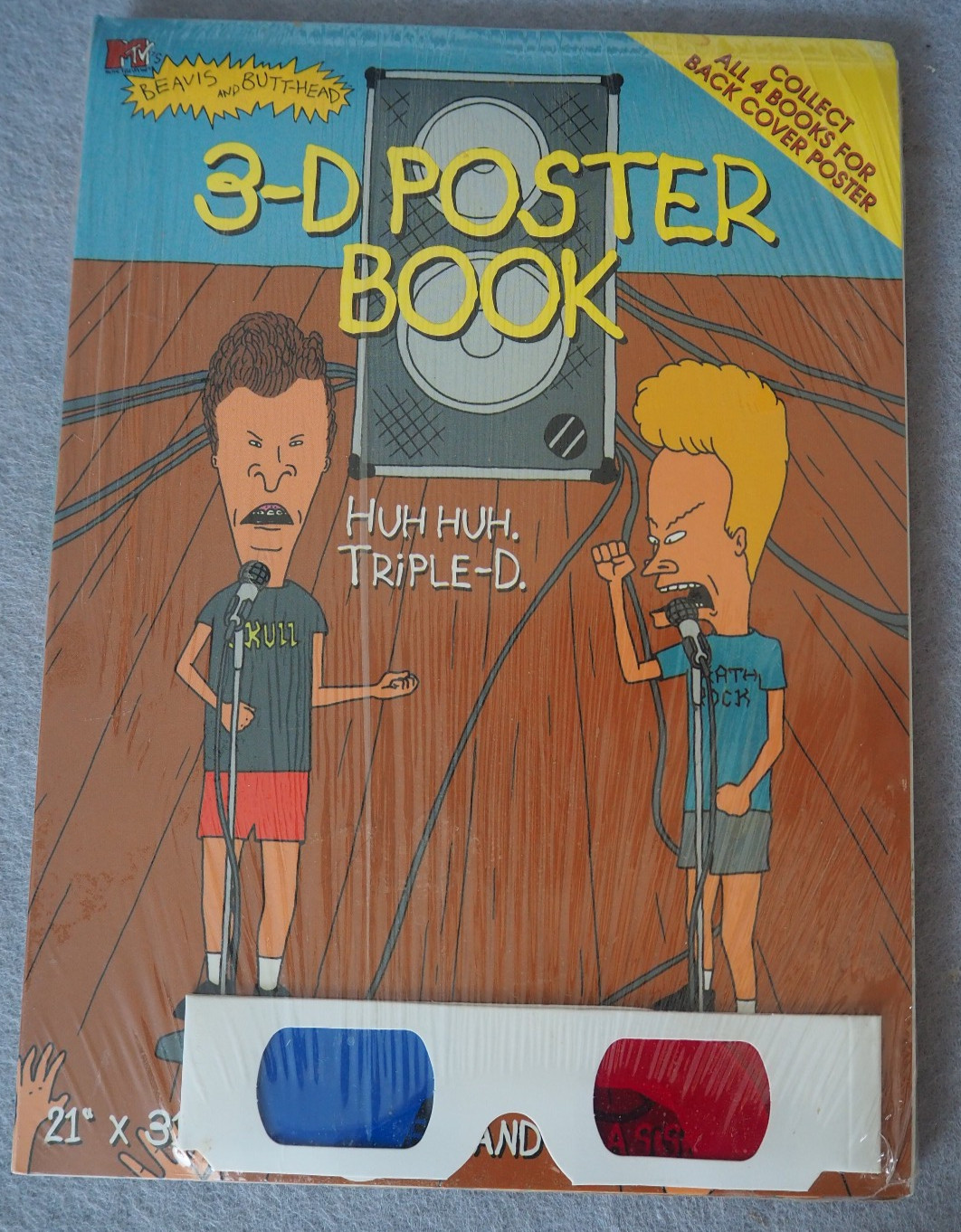 Vintage MTV 1997 Beavis and Butt-Head 3-D Poster Book With Glasses – New Sealed