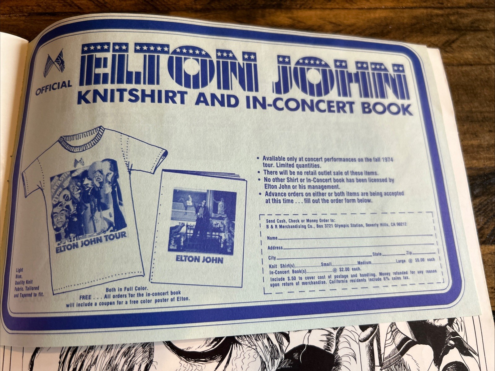 ELTON JOHN 1974 Concert Tour Program Book w/Fan Club Flyer & Newspaper Review,VG