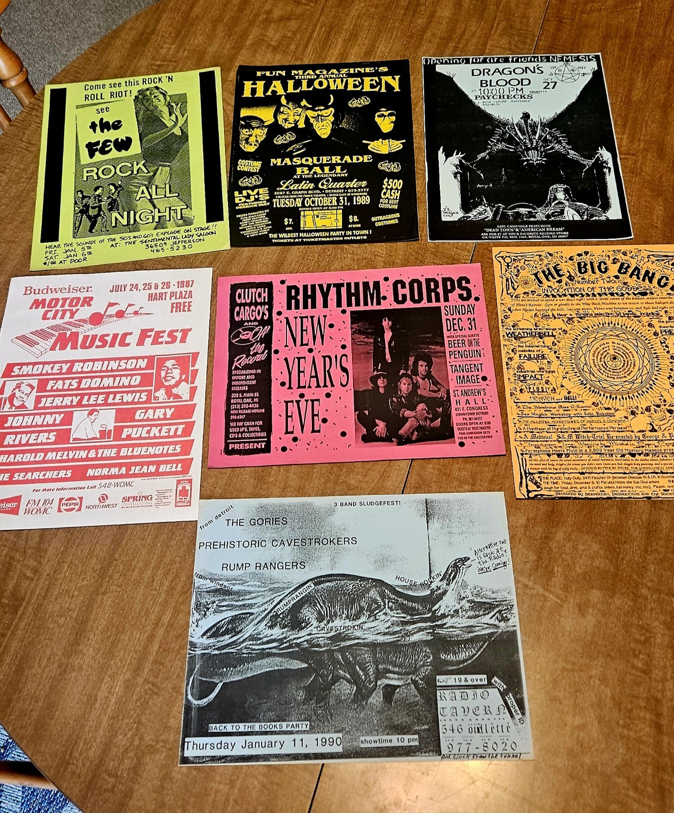Vintage Lot Of 7 80s Show Flyers Rock Punk Metal Garage Rare Cult Underground