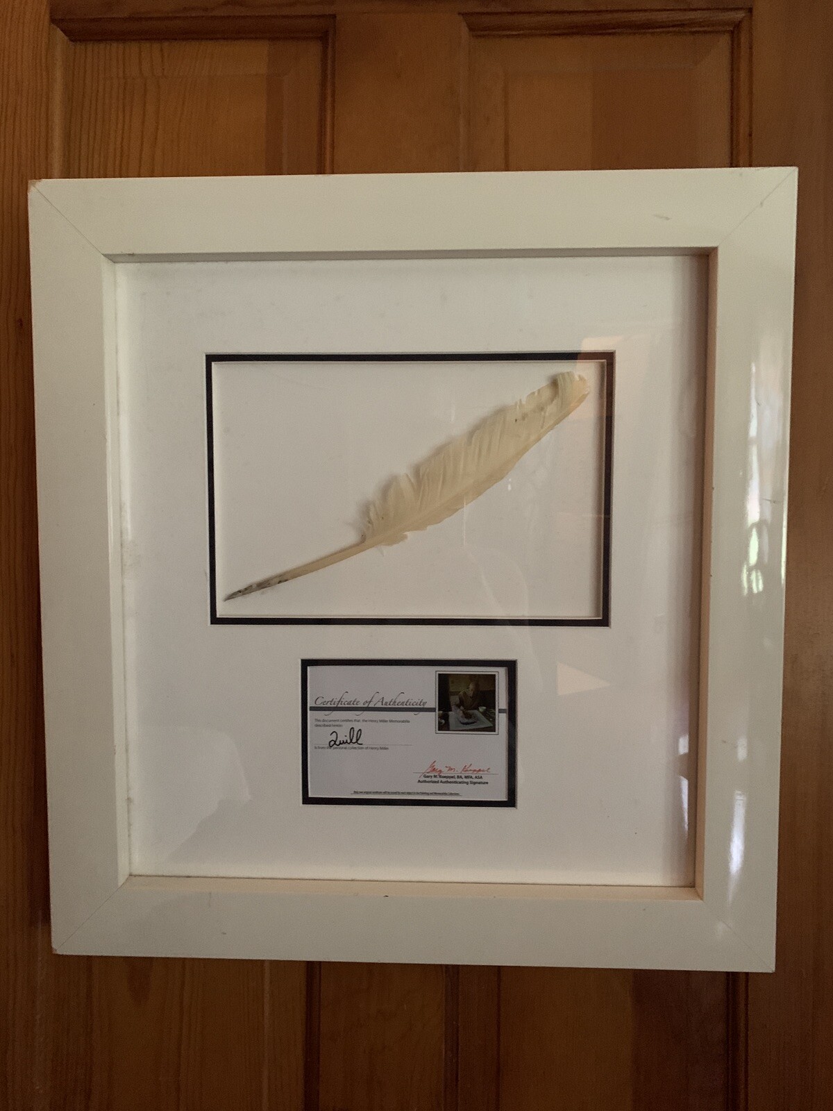 RARE Original Henry Miller Used Ink Quill Feather w/COA – 22″ X 20″ Framed