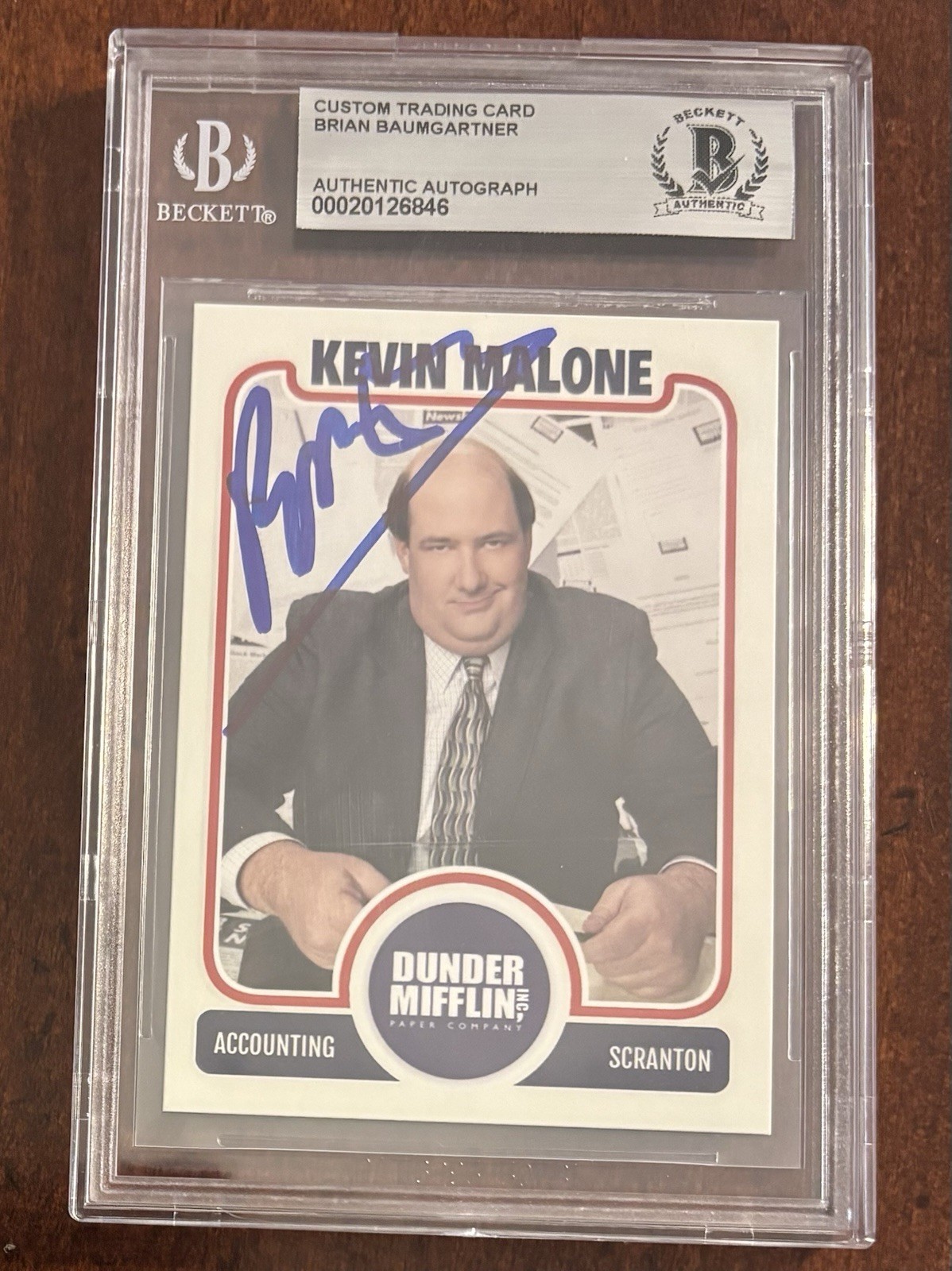 Brian Baumgartner “Kevin Malone” The Office Signed Custom Card BECKETT Auto