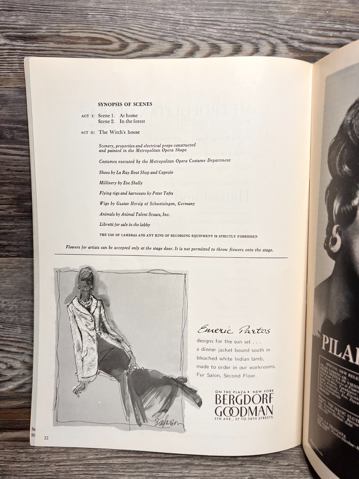 HANSEL AND GRETEL, PROGRAM, JANUARY 1972, METROPOLITAN OPERA
