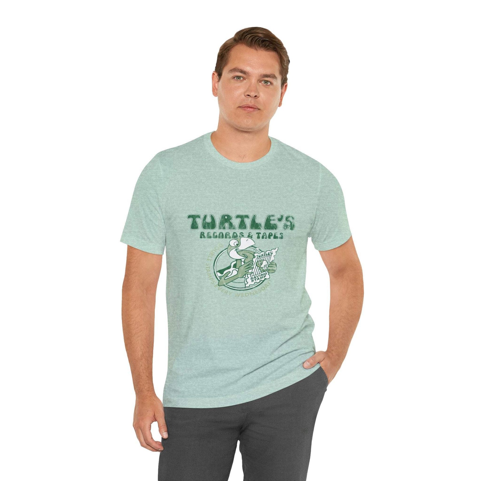 Vintage Turtles Records & Tapes Savings Stamps Logo Unisex Jersey Short Sleeve T