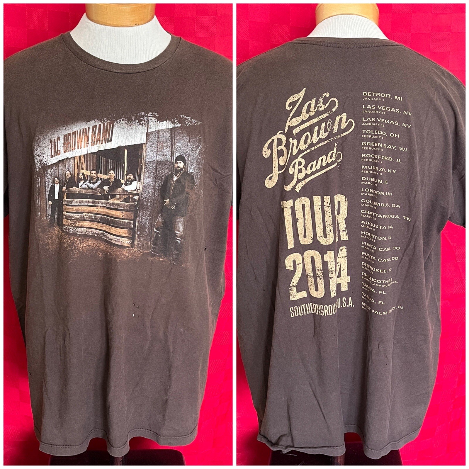 Zac Brown Band 2014 Southern Ground World Tour Concert Shirt 2XL