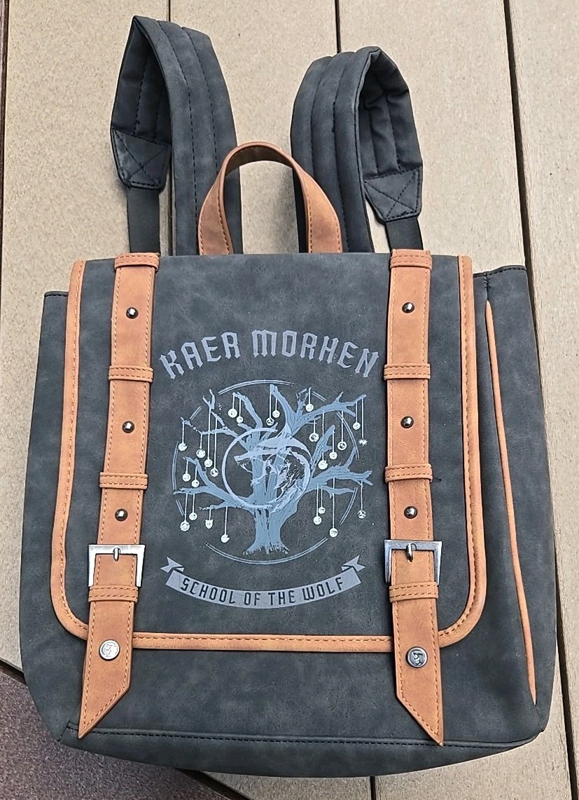 The Witcher Backpack Kaer Morhen Netflix School Of Wolf Gray Adjustable Straps.