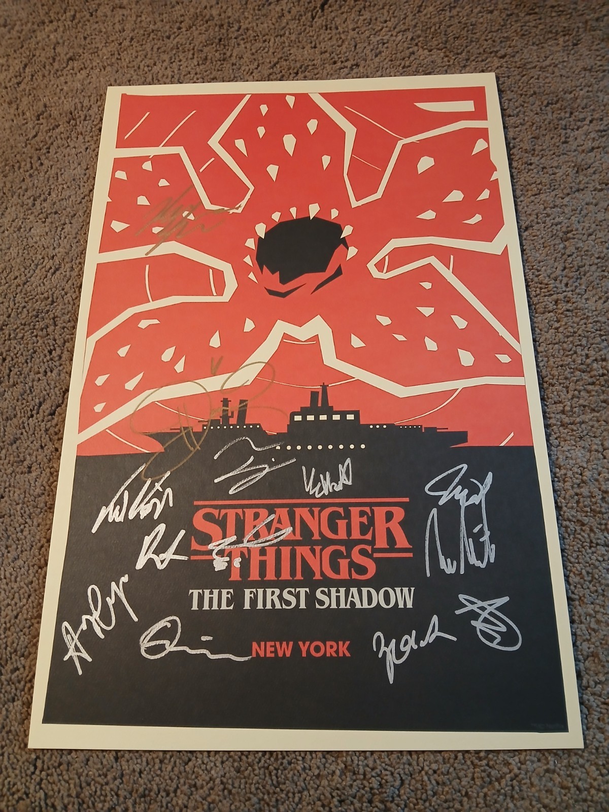Stranger Things The First Shadow Cast signed 11×17 Poster with 13 signatures