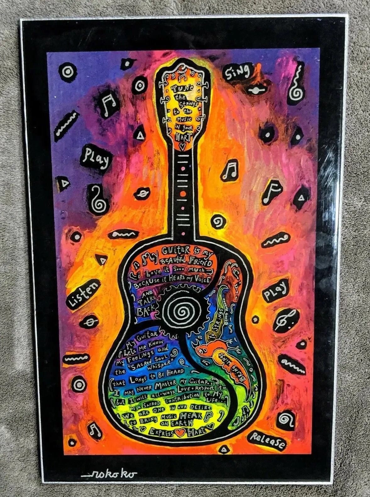 Austin City Limit ACL Music Festival Art Wall Plaque ATX TX Rokoko Guitar 14”