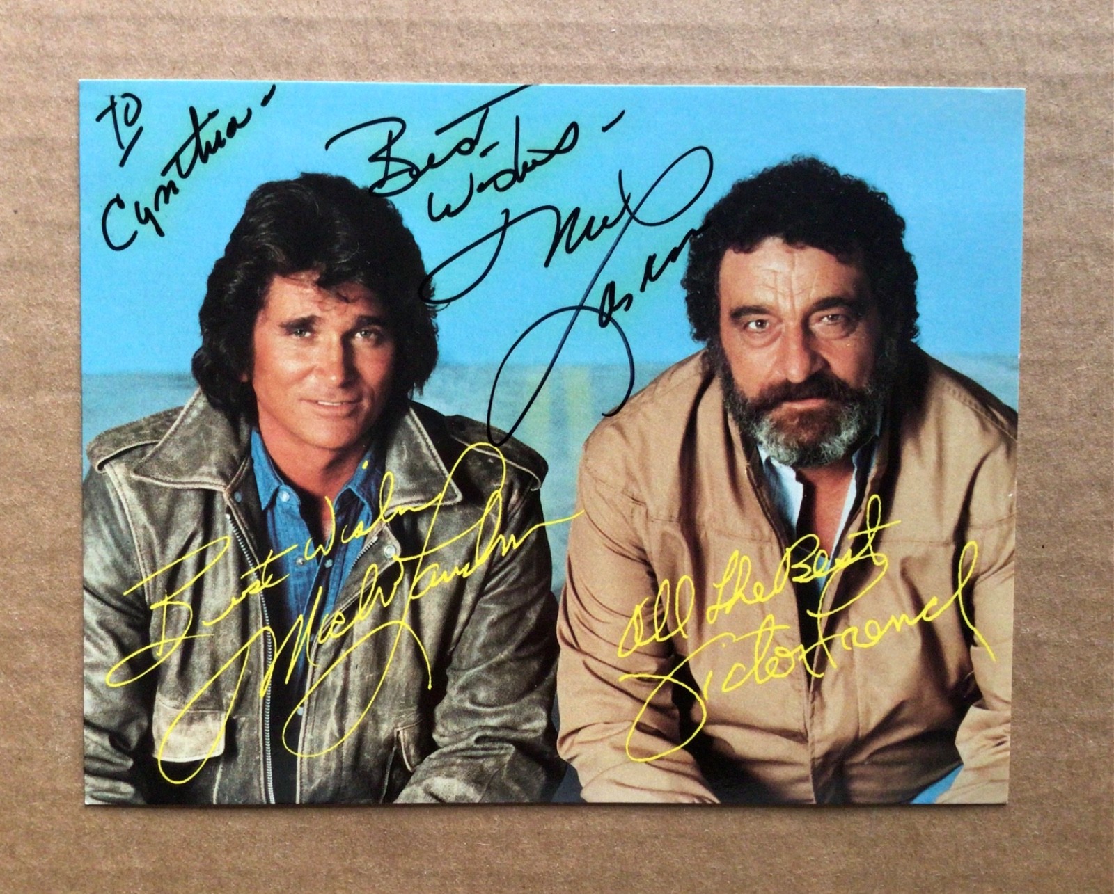 Michael Landon (1936-1991) signed autographed 5 1/2” X 7” Highway to Heaven.
