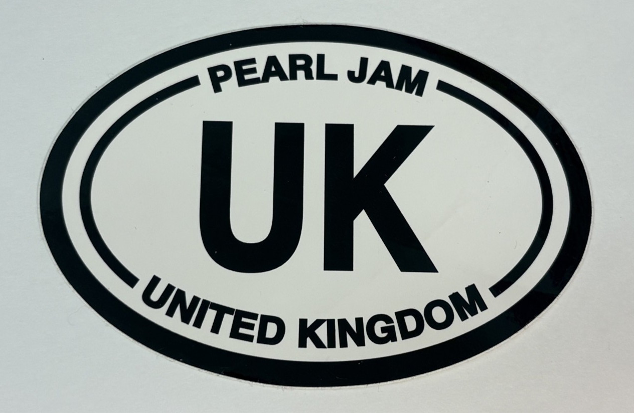 Pearl Jam – UK United Kingdom Tour – Official Merch B&W Oval Sticker Decal