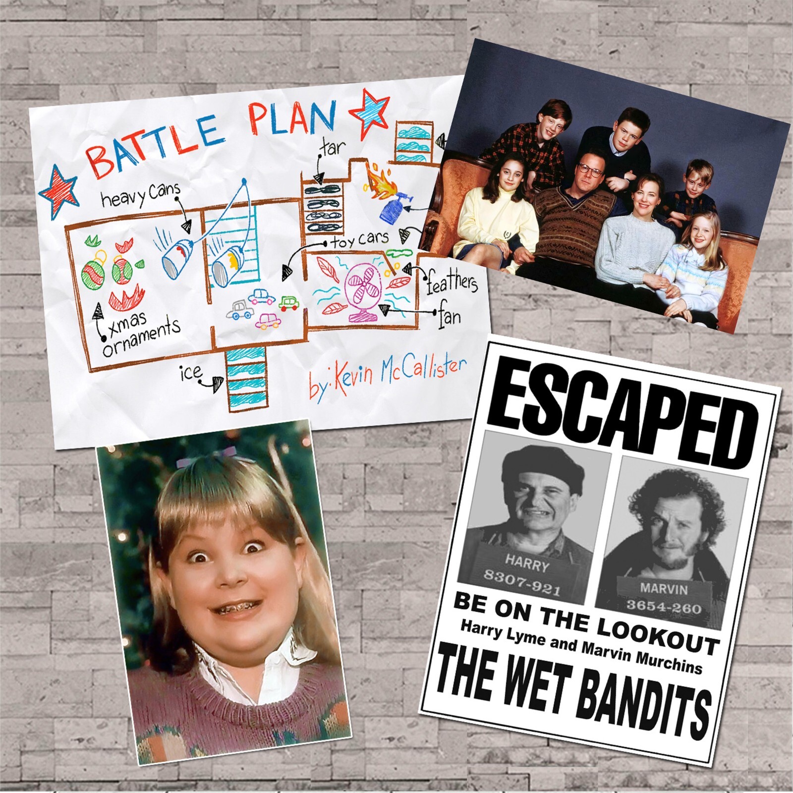 Home Alone Set Buzz Girlfriend Wet Bandits Flyer Battle plan Kevin Mcallister