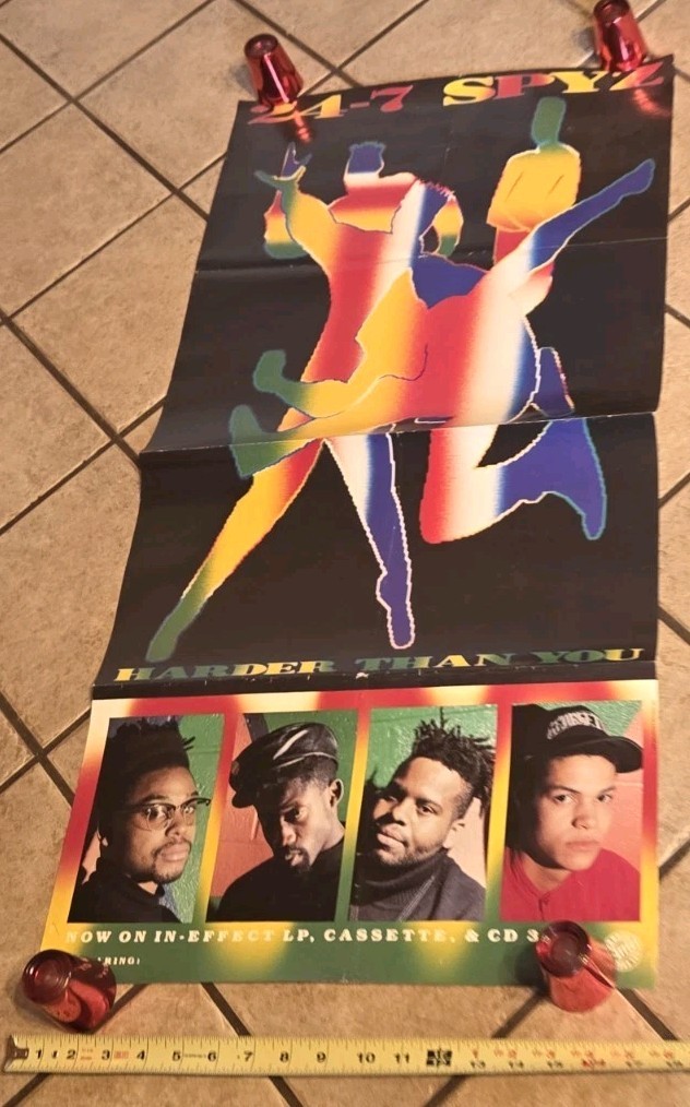 24-7 SPYZ HARDER THAN YOU RECORD/CD STORE PROMO POSTER VTG RAP HIP HOP 1989