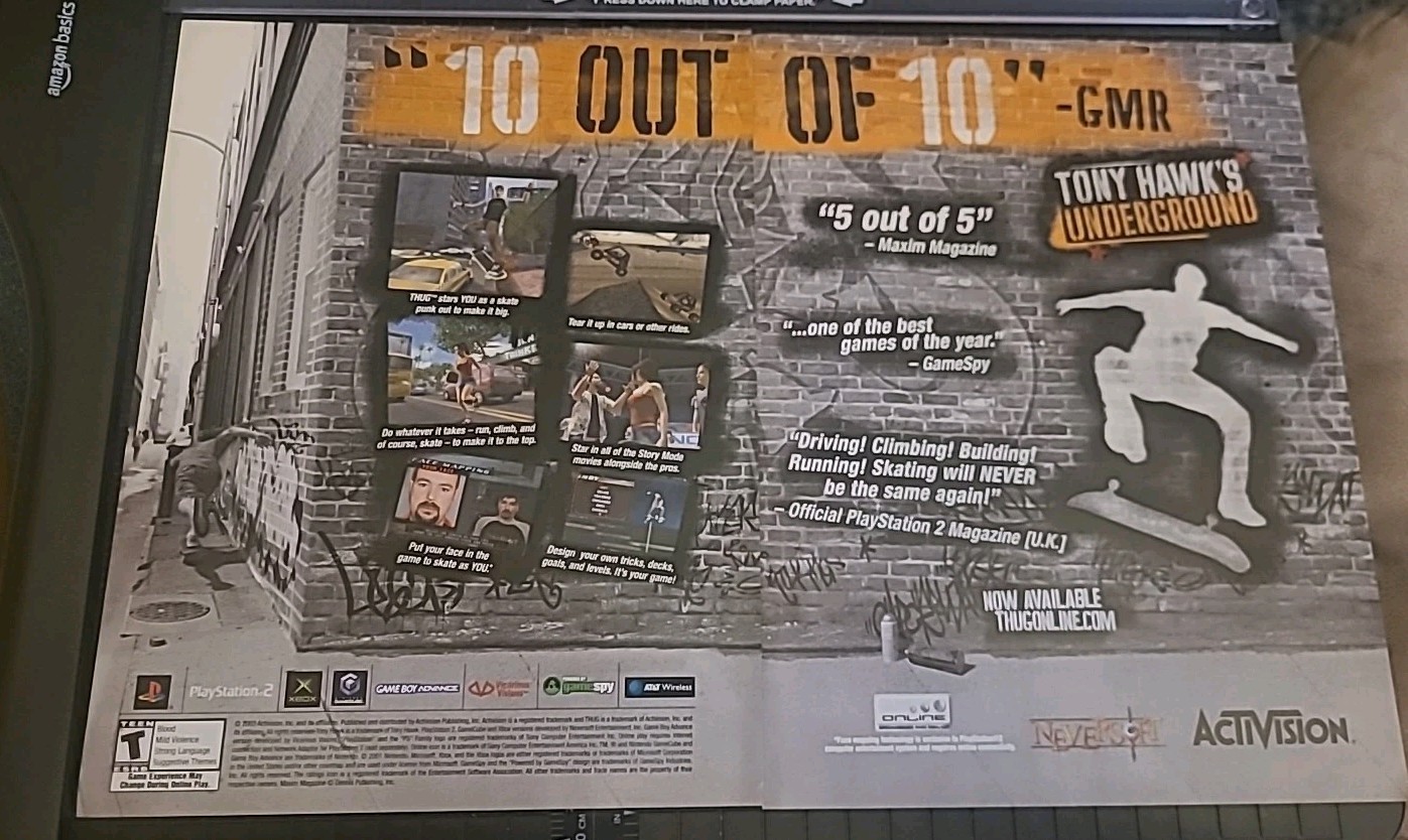 Tony Hawk’s Underground 2004 Vintage Print Ad 16×11 Great To Frame