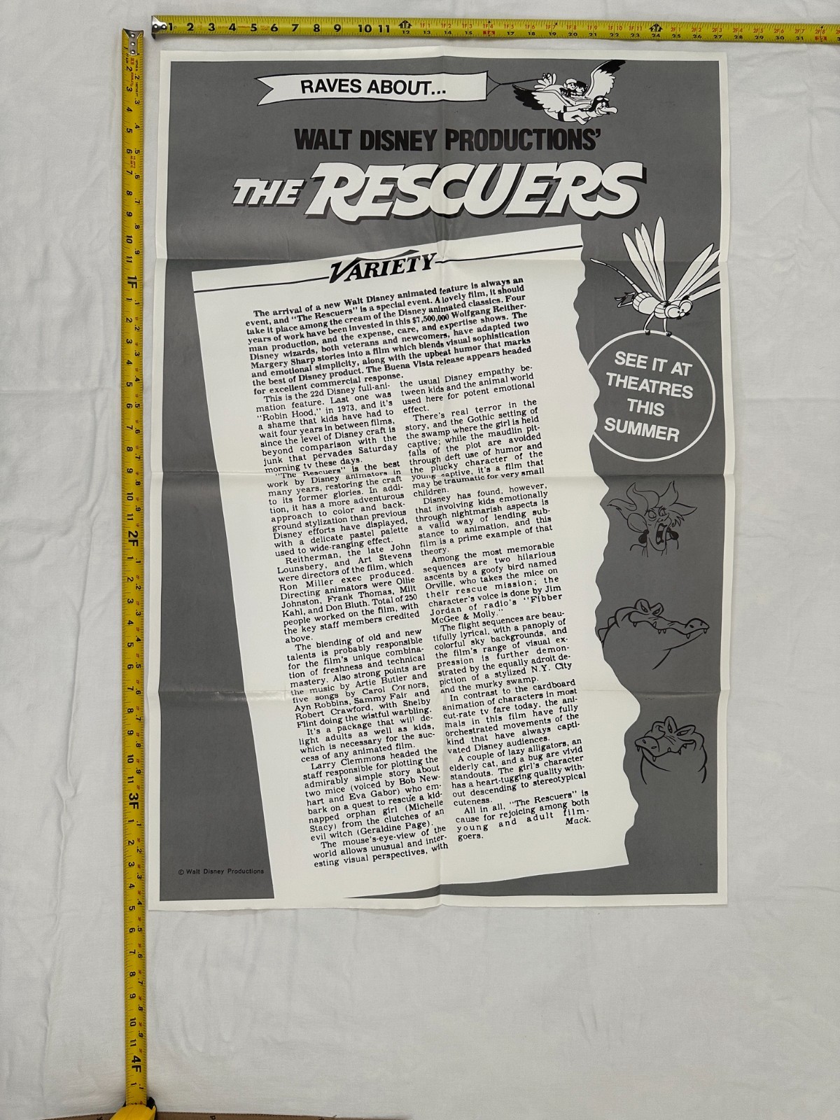 THE RESCUERS B&W Movie Poster and AD Pads