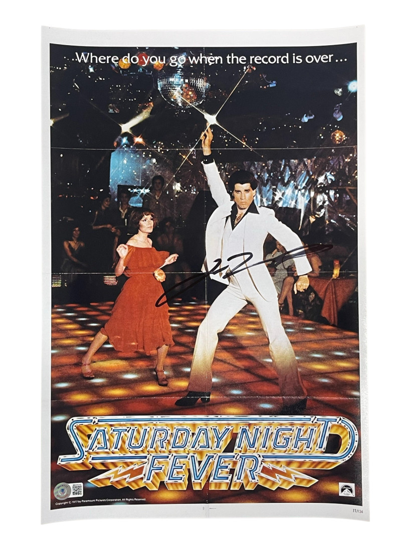 JOHN TRAVOLTA SIGNED 12X18 PHOTO SATURDAY NIGHT FEVER AUTHENTIC AUTOGRAPH BAS 1