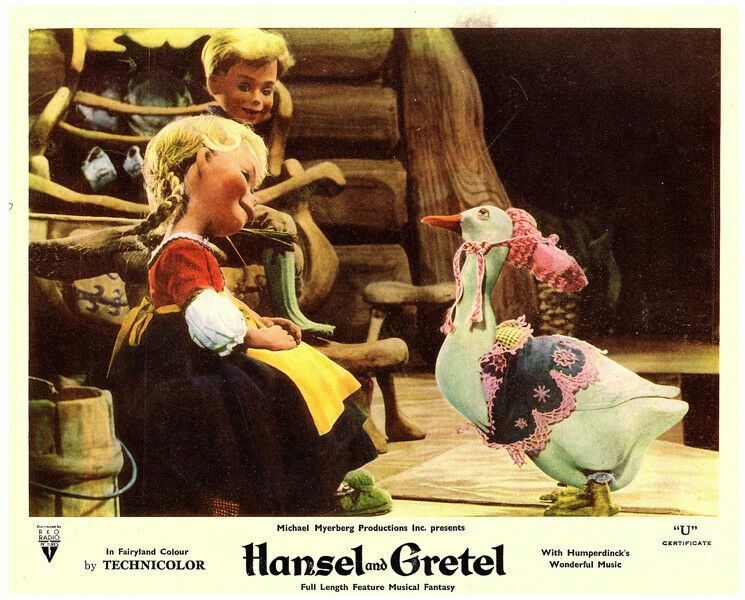 Hansel and Gretel original 8×10 lobby card 1954 looking at green duck