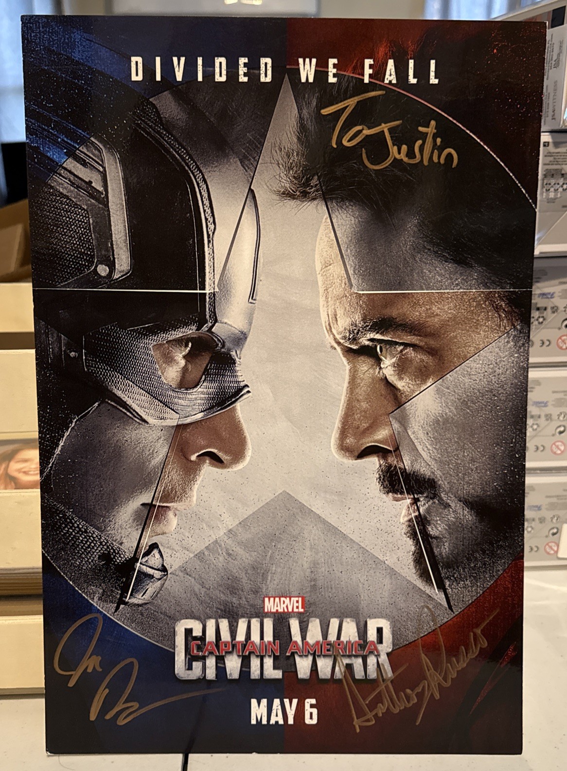 JOE ANTHONY RUSSO SIGNED CAPTAIN AMERICA CIVIL WAR 12×18 MOVIE POSTER Marvel MCU